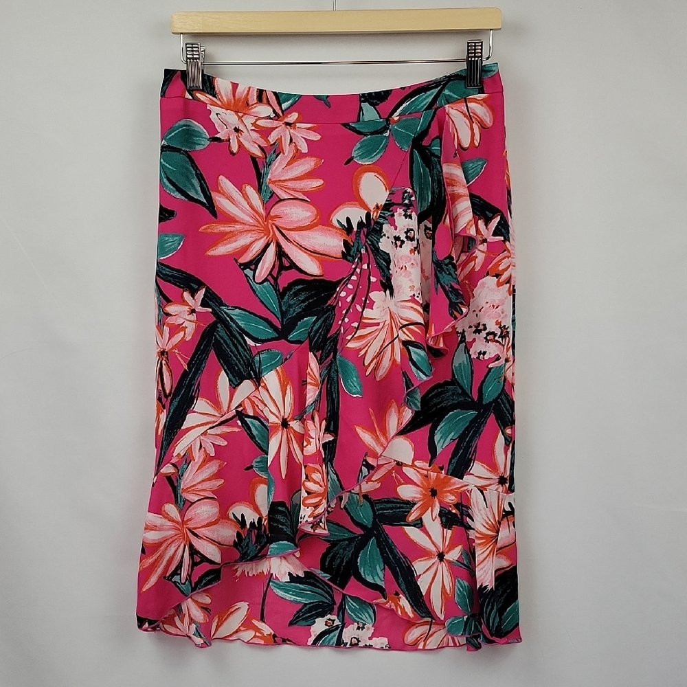 Ann Taylor Factory Floral Print Pink Skirt Size 6